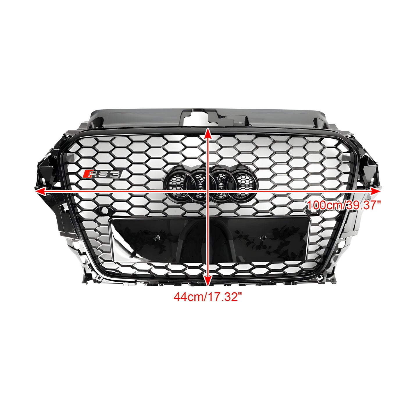 Audi A3/S3 8V RS3 Style Honeycomb Front Grille Gloss Black