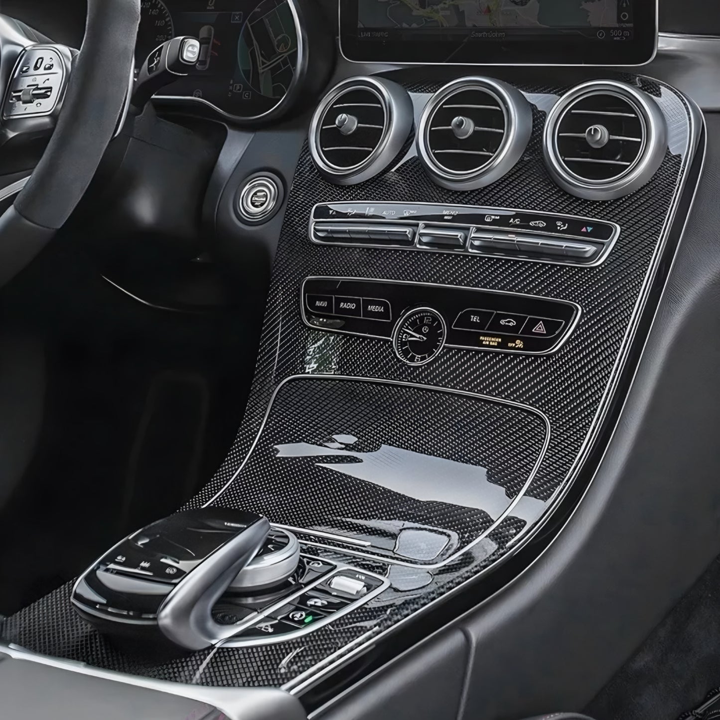 Mercedes W205 Carbon Fibre Centre Console Trim