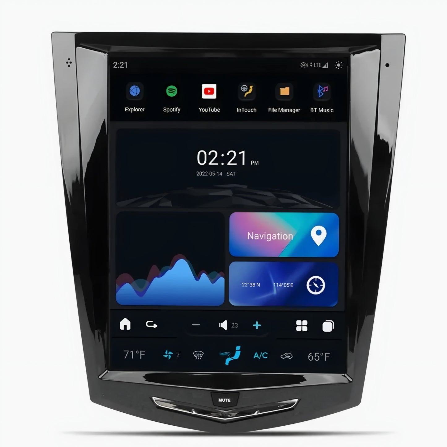 Cadillac ATS XTS SRX (2013-18) Apple CarPlay/Android Auto Tesla Style Screen