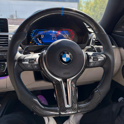 BMW F Series Carbon Fibre/Perforated Leather Flat Bottom Steering Wheel