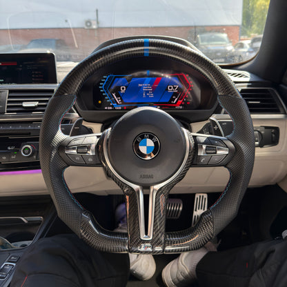 BMW F Series Carbon Fibre/Perforated Leather Flat Bottom Steering Wheel