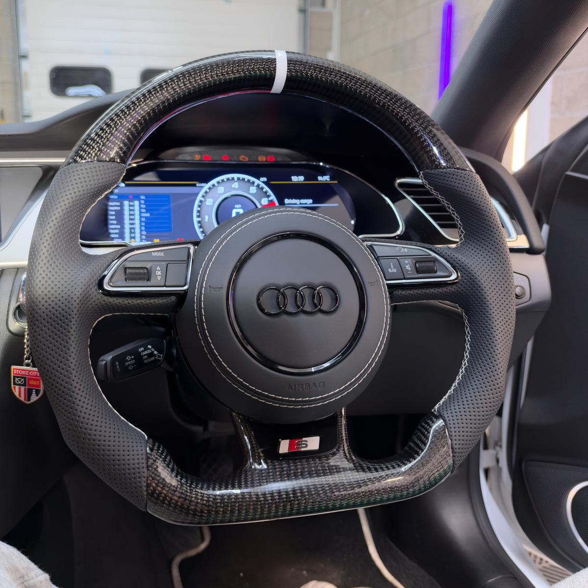 Audi Flat Bottom Carbon Fibre Steering Wheel