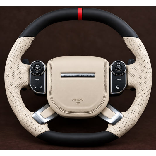 Range Rover Sport Cream and Black Perforated Leather Steering Wheel