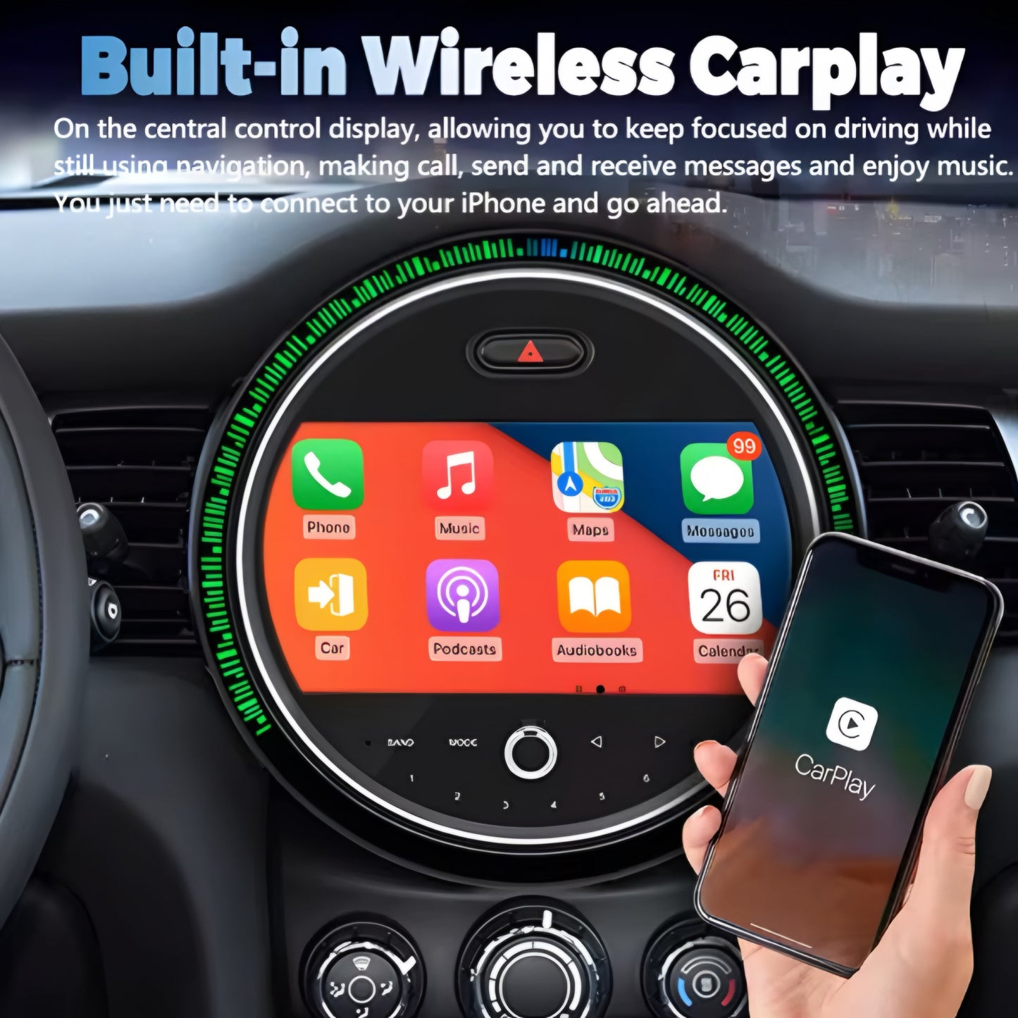 Mini Cooper F55/56 9" Touchscreen with Apple CarPlay/Android Auto