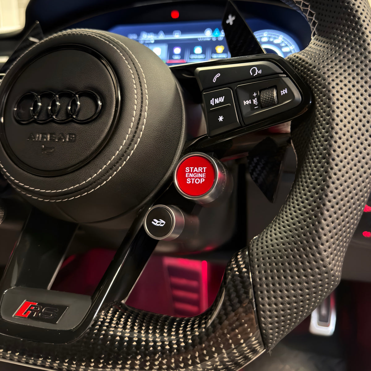 Audi RS Custom Carbon Fibre & LED Steering Wheel