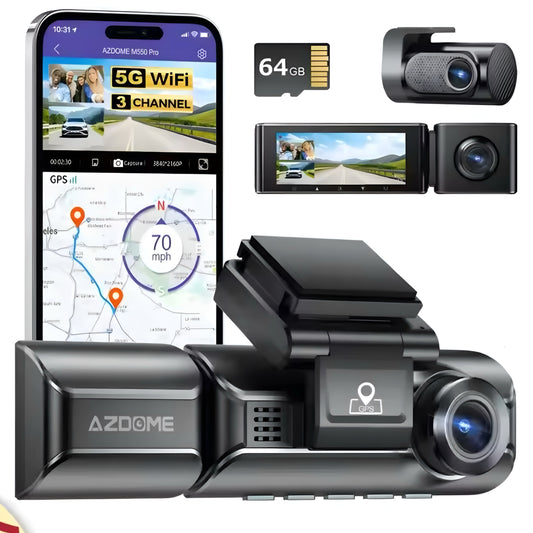 Azdome 4K/2K/1080p 3 Channel Dash Cam