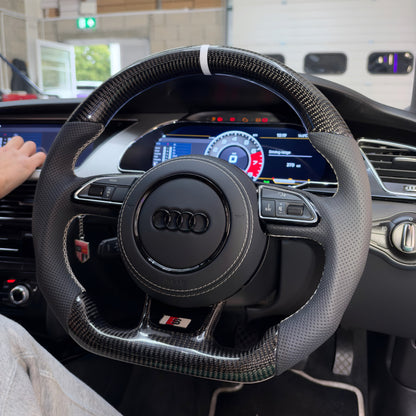 Audi Flat Bottom Carbon Fibre Steering Wheel
