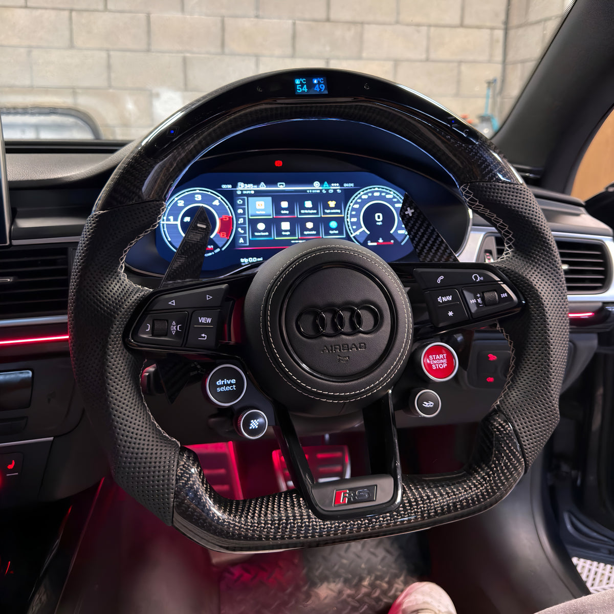 Audi RS Custom Carbon Fibre & LED Steering Wheel