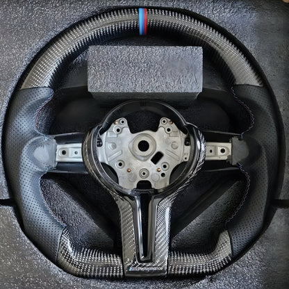 BMW F Series Carbon Fibre/Perforated Leather Flat Bottom Steering Wheel