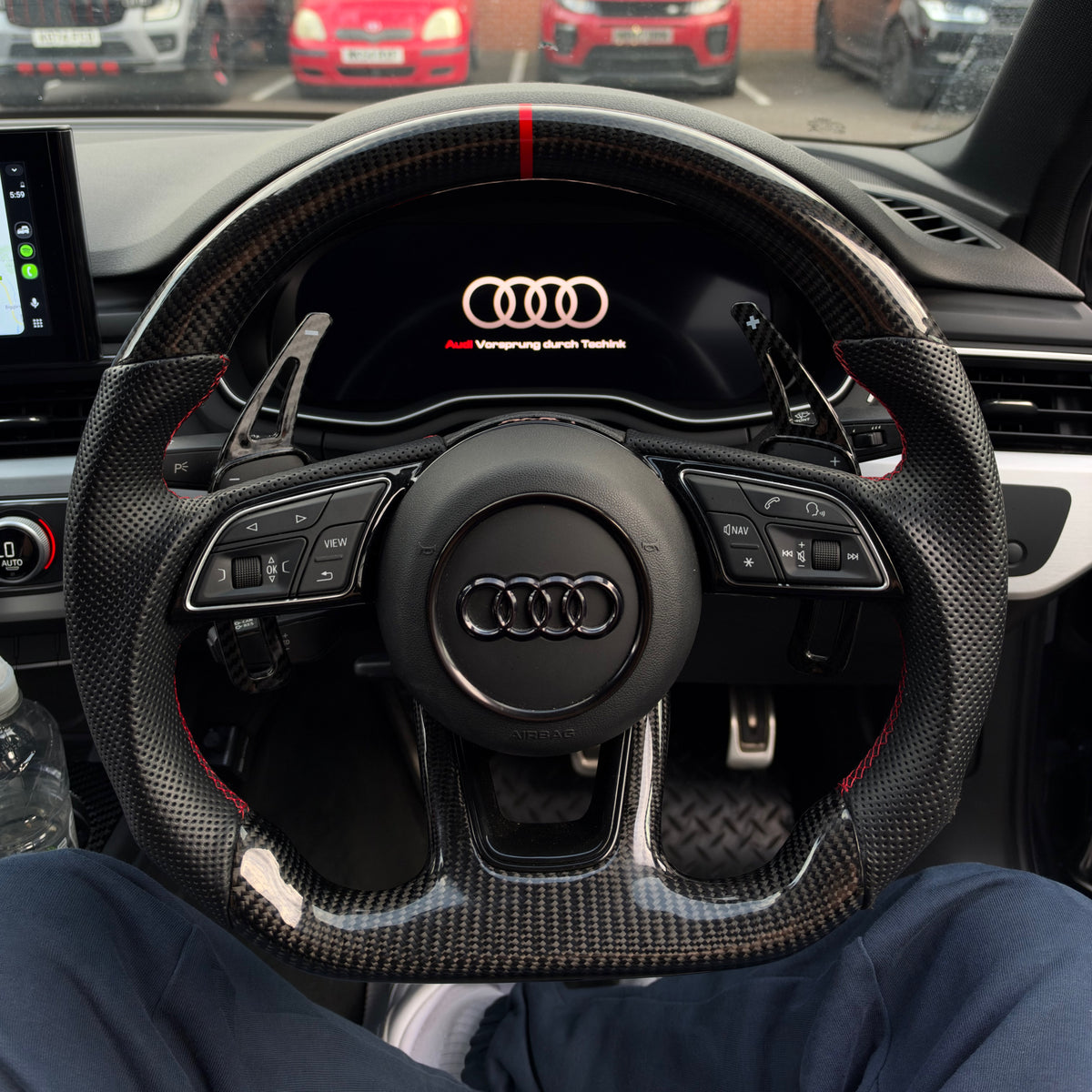 Audi Flat Bottom Leather and Carbon Fibre Steering Wheel