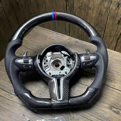 BMW F Series Carbon Fibre/Perforated Leather Flat Bottom Steering Wheel