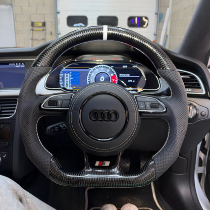 Audi Flat Bottom Carbon Fibre Steering Wheel