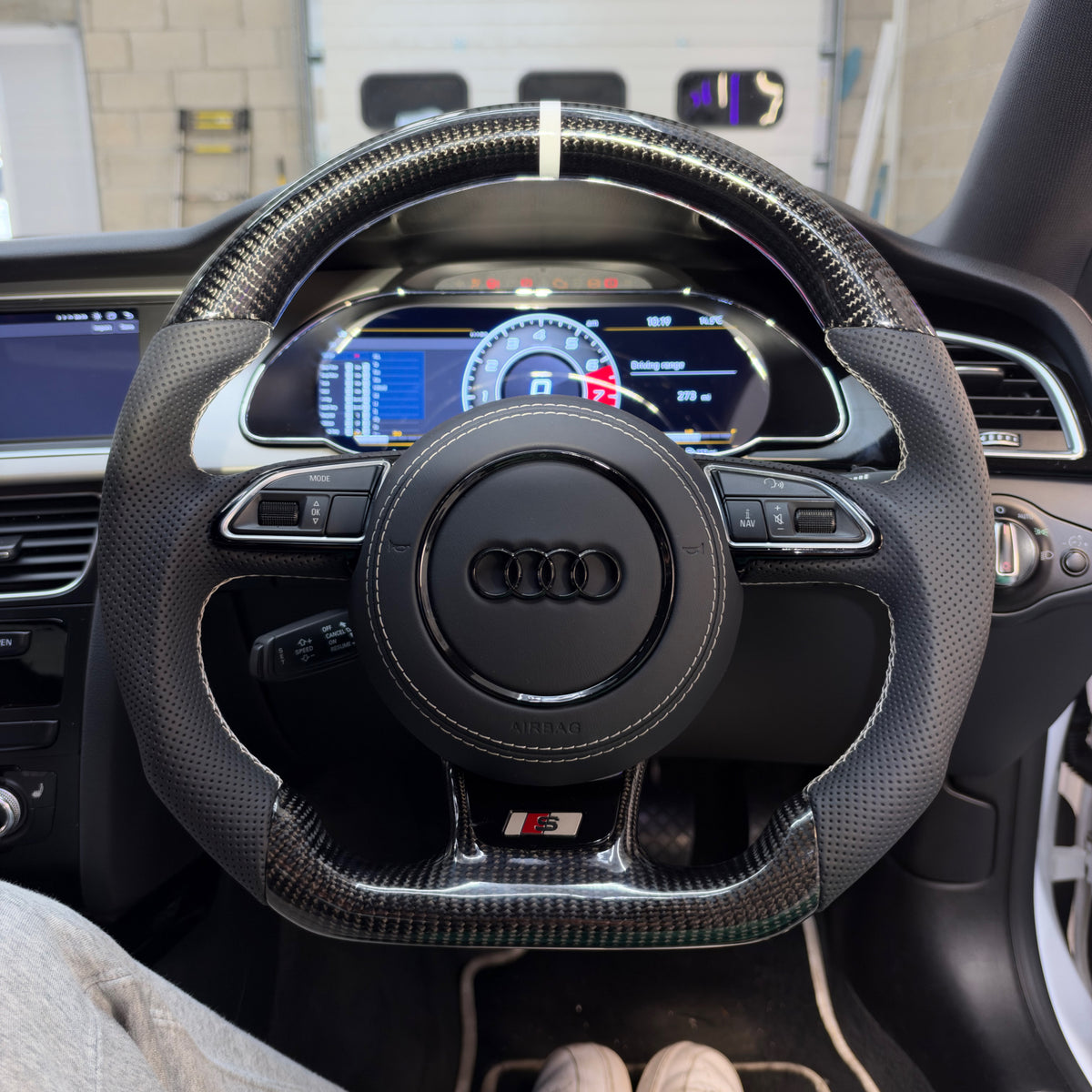 Audi Flat Bottom Carbon Fibre Steering Wheel