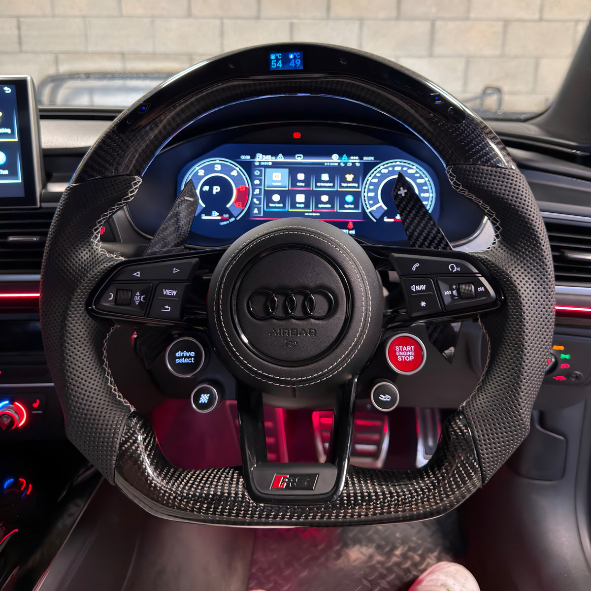 Audi RS Custom Carbon Fibre & LED Steering Wheel